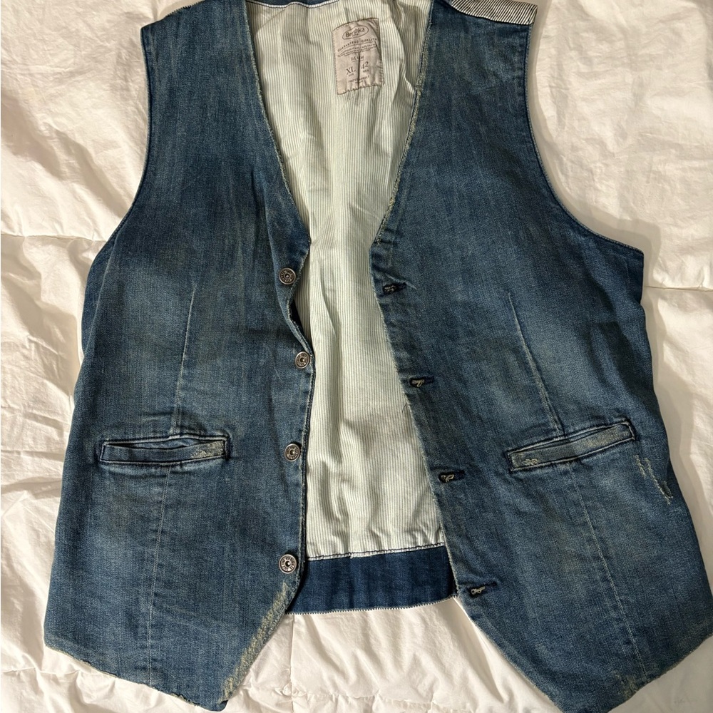 Bershka Striped Denim Vest